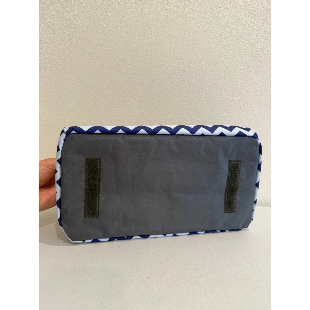 Navy Blue White Chevron Clear Toiletry Bag Set 4 Piece Travel Cosmetic Pouches